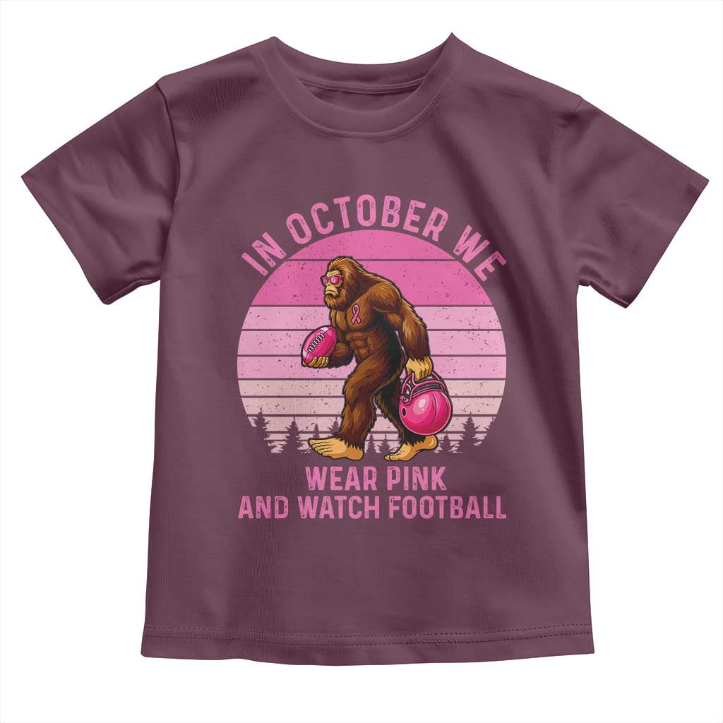 In October We Wear Pink Football Toddler T Shirt Support Breast Cancer Awareness - Wonder Print Shop