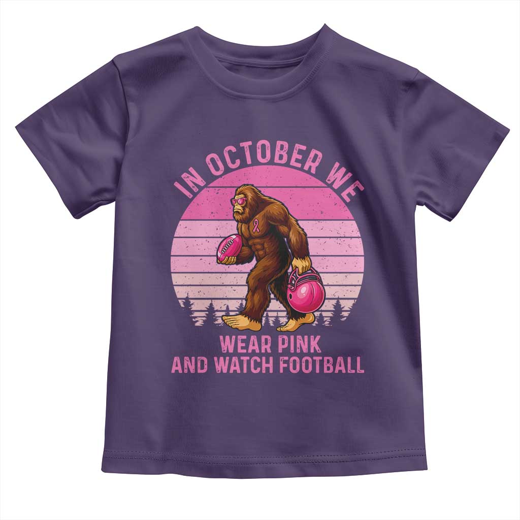 In October We Wear Pink Football Toddler T Shirt Support Breast Cancer Awareness - Wonder Print Shop