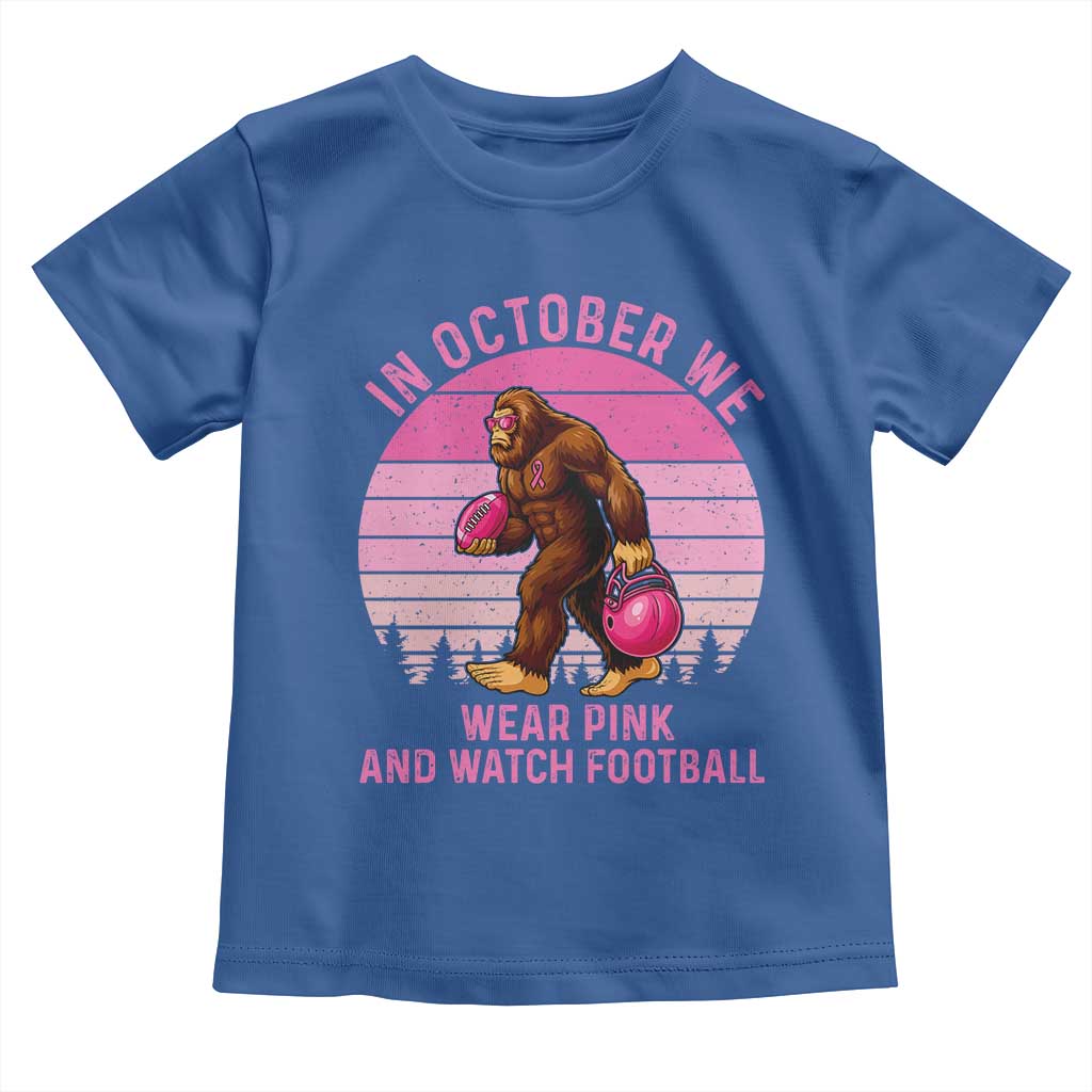 In October We Wear Pink Football Toddler T Shirt Support Breast Cancer Awareness - Wonder Print Shop