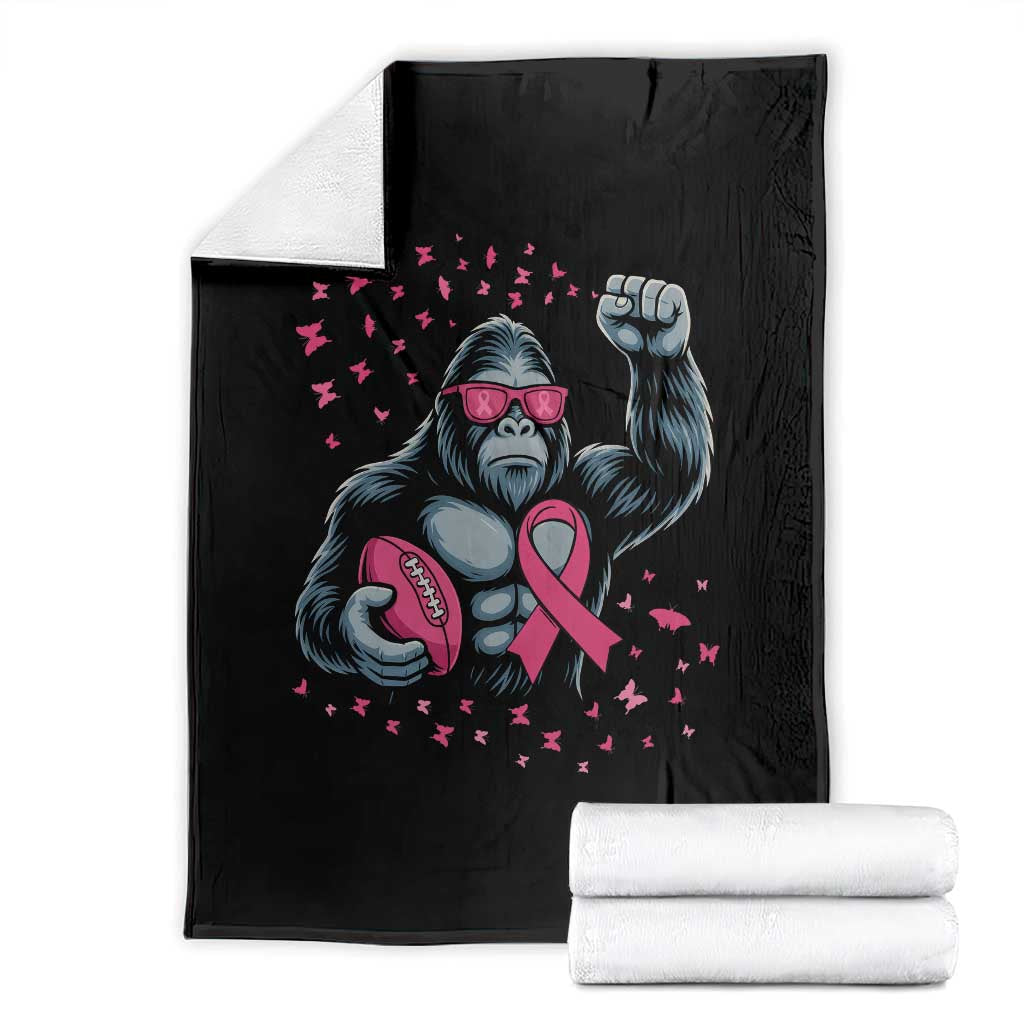 Funny Bigfoot Football Throw Blanket Breast Cancer Awareness Gift - Wonder Print Shop