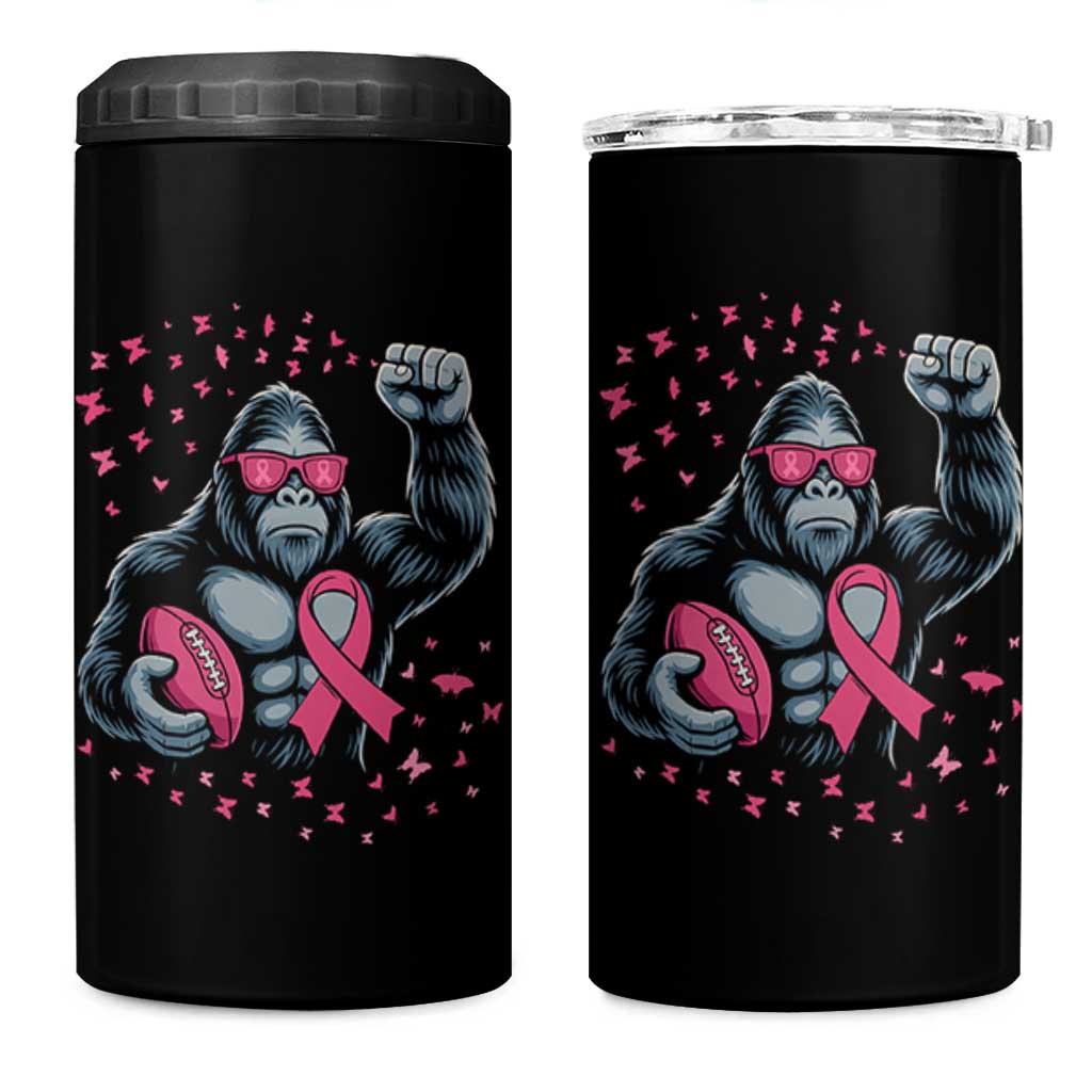 Funny Bigfoot Football 4 in 1 Can Cooler Tumbler Breast Cancer Awareness Gift