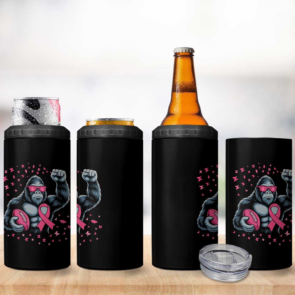 Funny Bigfoot Football 4 in 1 Can Cooler Tumbler Breast Cancer Awareness Gift