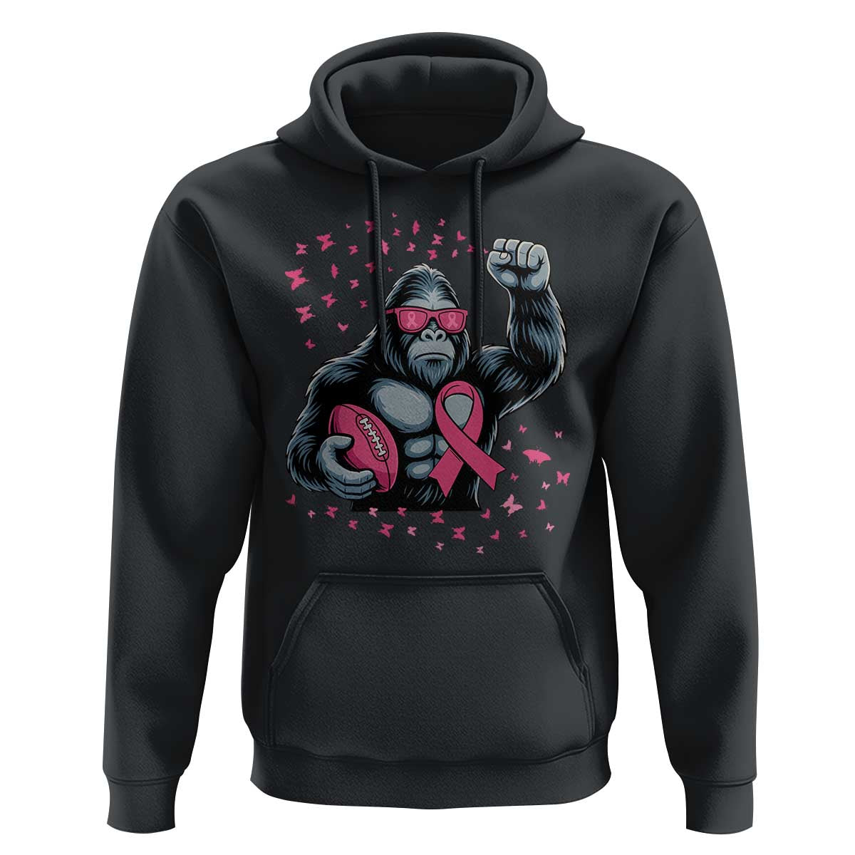 Funny Bigfoot Football Hoodie Breast Cancer Awareness Gift - Wonder Print Shop