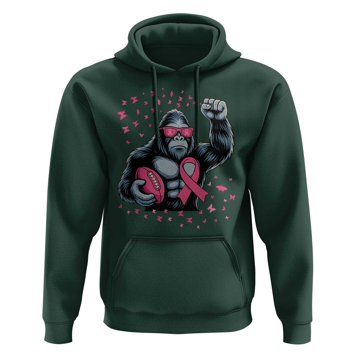 Funny Bigfoot Football Hoodie Breast Cancer Awareness Gift - Wonder Print Shop