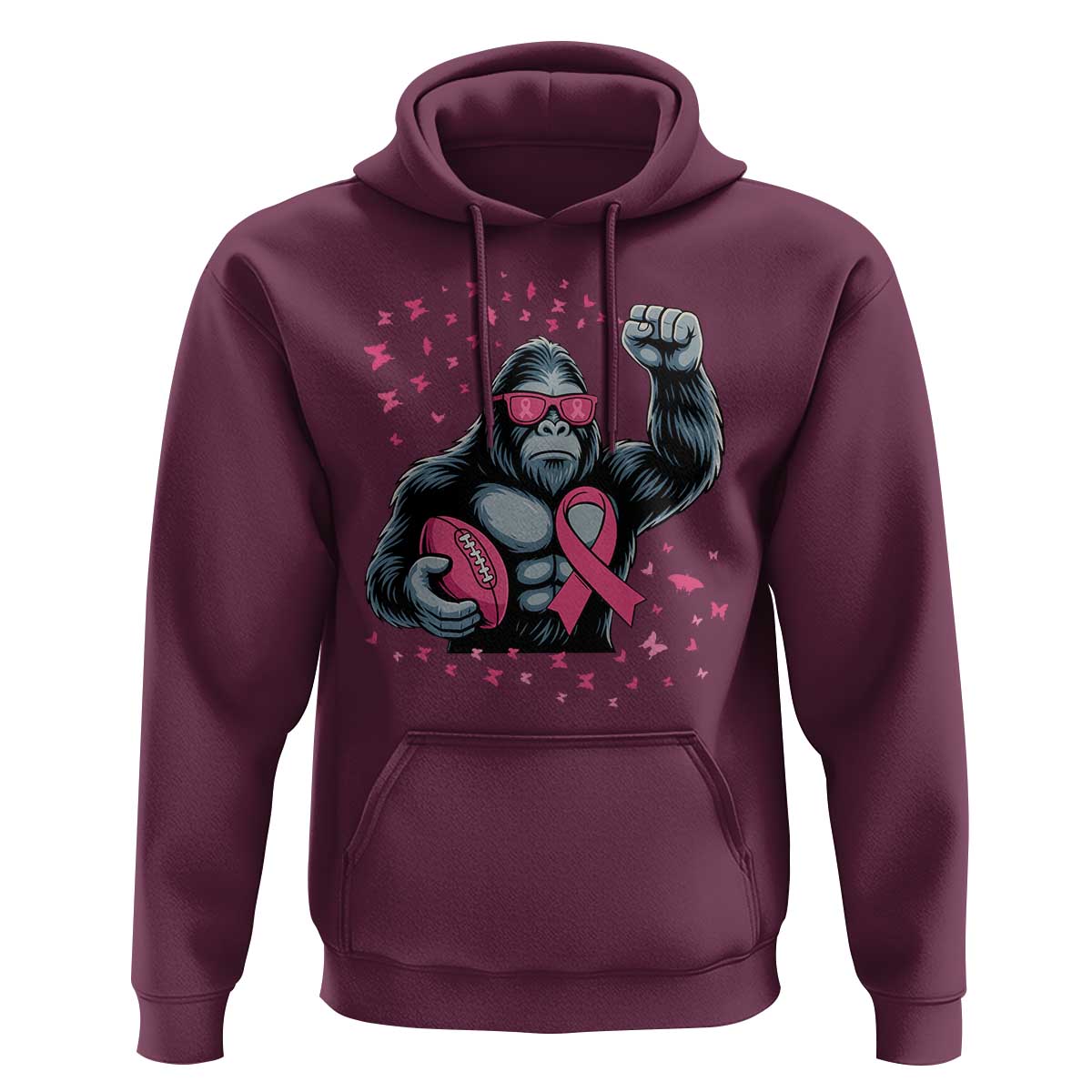 Funny Bigfoot Football Hoodie Breast Cancer Awareness Gift - Wonder Print Shop