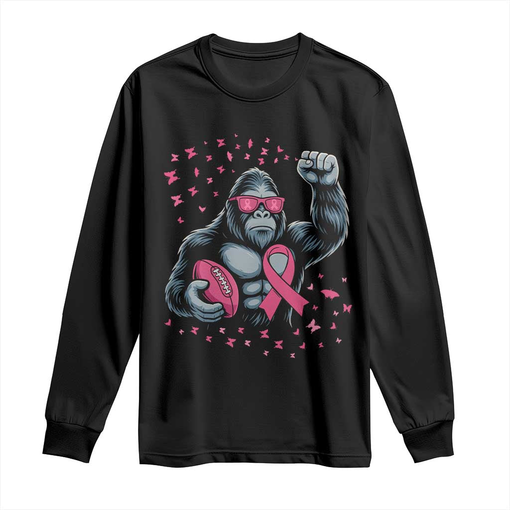 Funny Bigfoot Football Long Sleeve Shirt Breast Cancer Awareness Gift - Wonder Print Shop