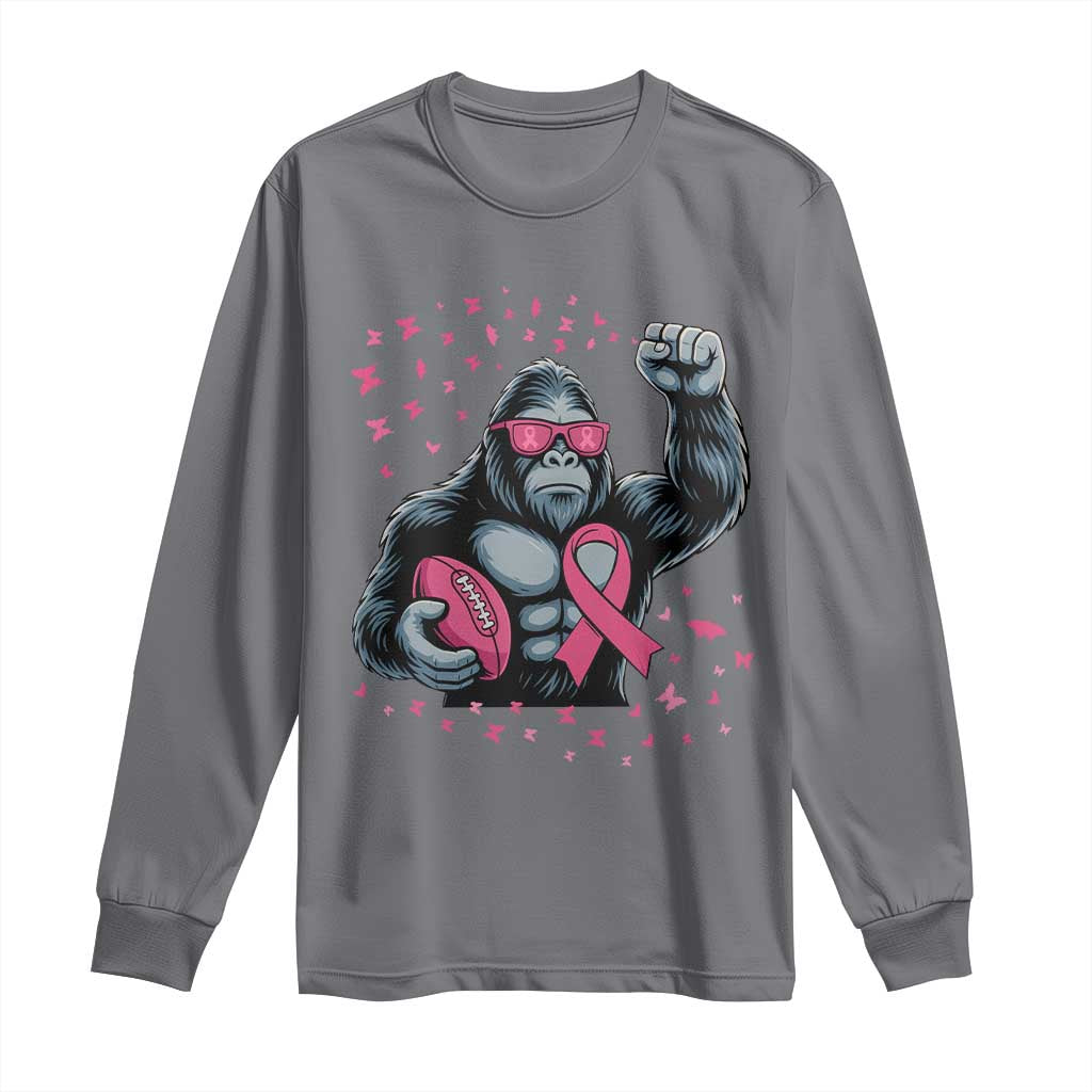 Funny Bigfoot Football Long Sleeve Shirt Breast Cancer Awareness Gift - Wonder Print Shop