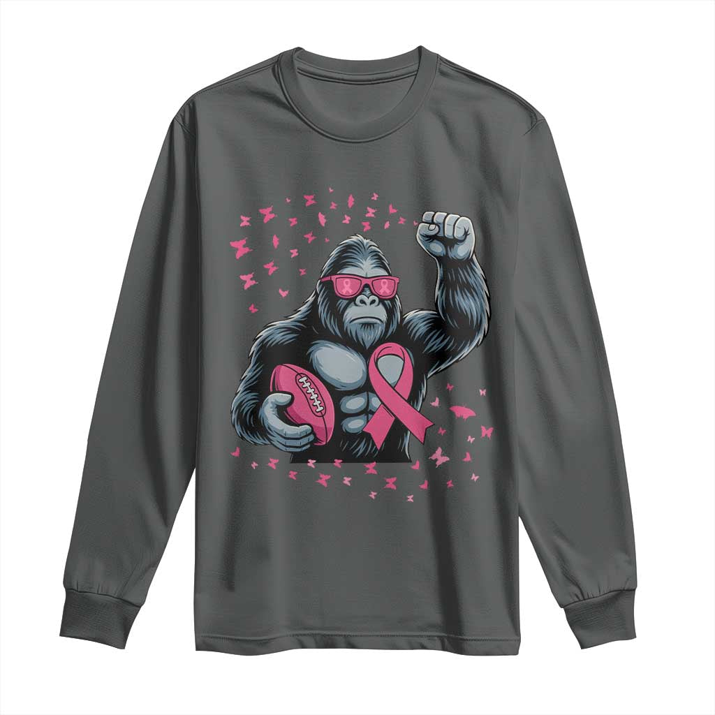 Funny Bigfoot Football Long Sleeve Shirt Breast Cancer Awareness Gift - Wonder Print Shop