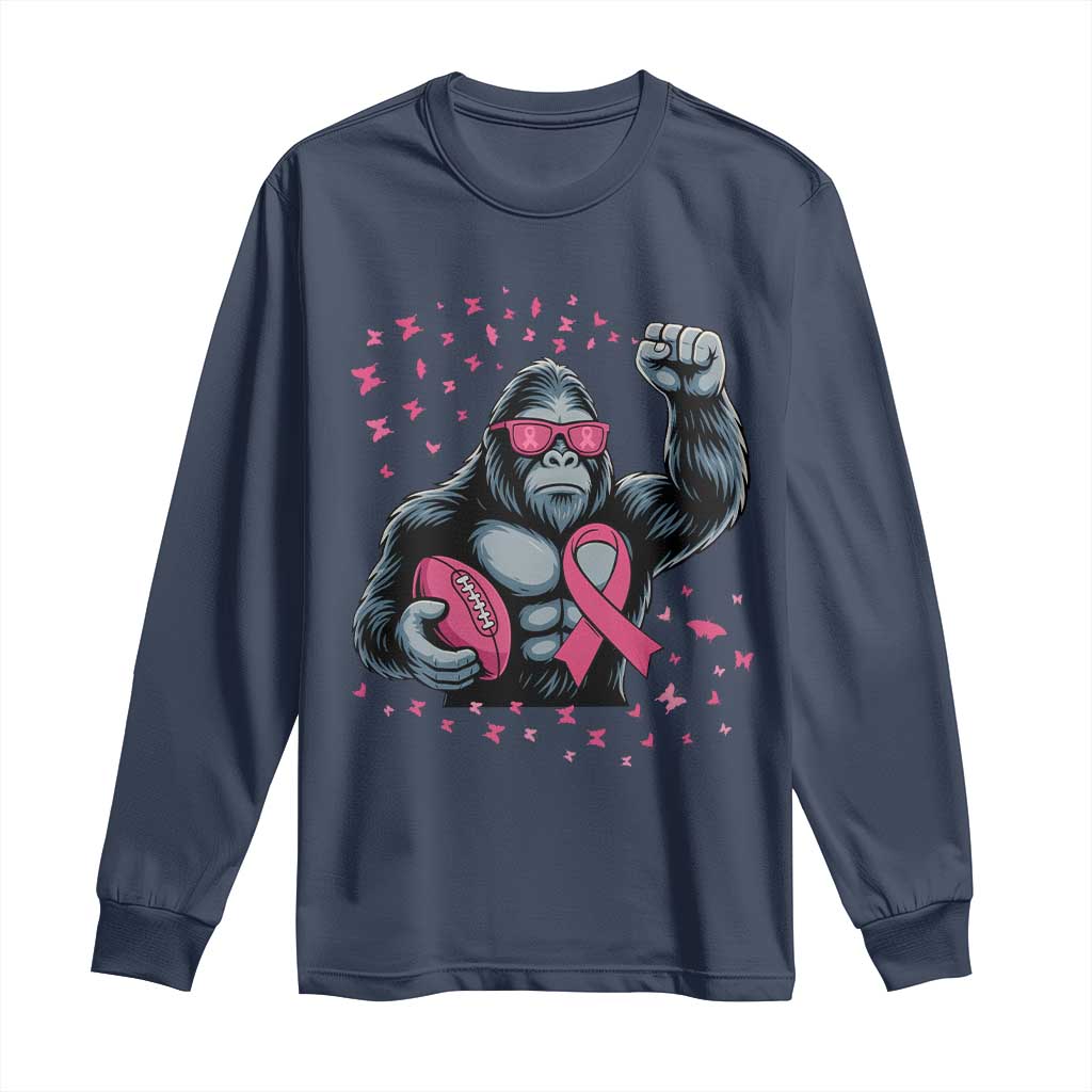 Funny Bigfoot Football Long Sleeve Shirt Breast Cancer Awareness Gift - Wonder Print Shop