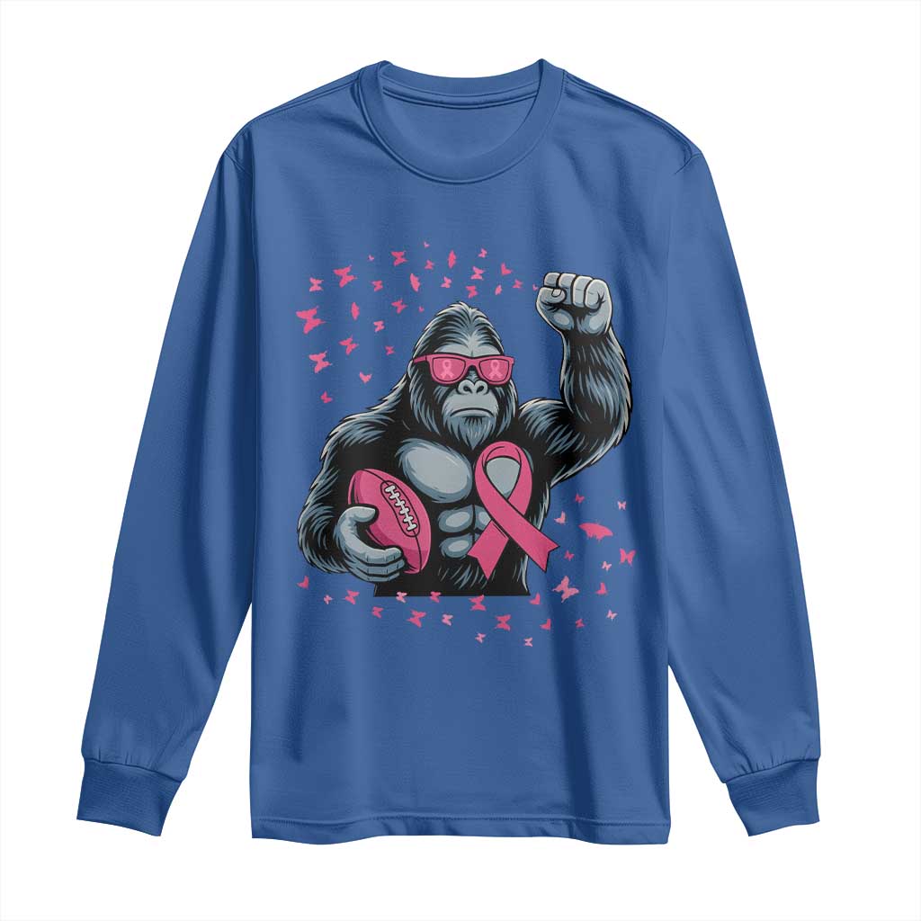 Funny Bigfoot Football Long Sleeve Shirt Breast Cancer Awareness Gift - Wonder Print Shop