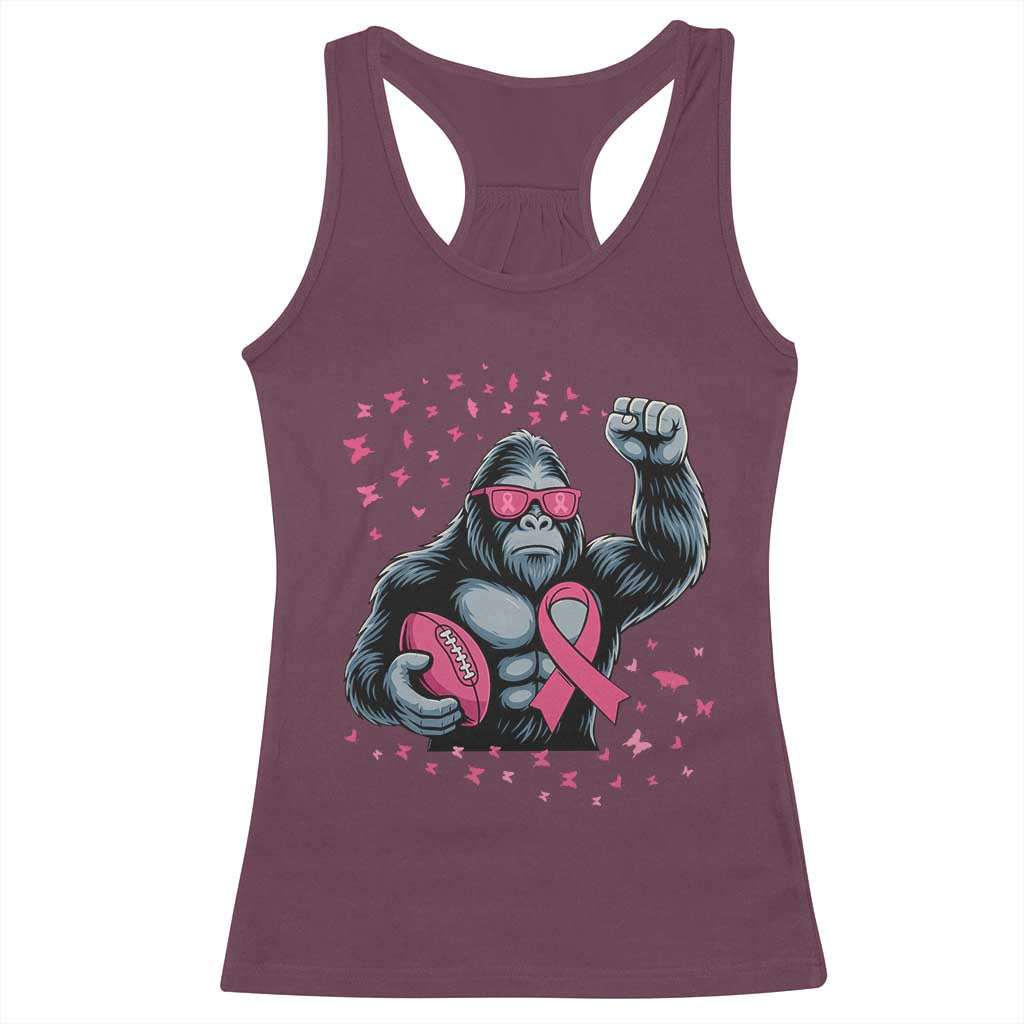 Funny Bigfoot Football Racerback Tank Top Breast Cancer Awareness Gift - Wonder Print Shop