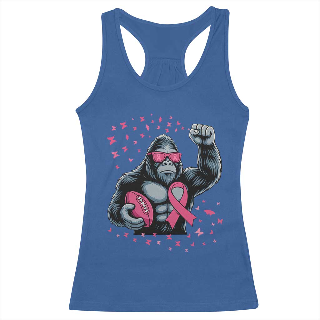 Funny Bigfoot Football Racerback Tank Top Breast Cancer Awareness Gift - Wonder Print Shop