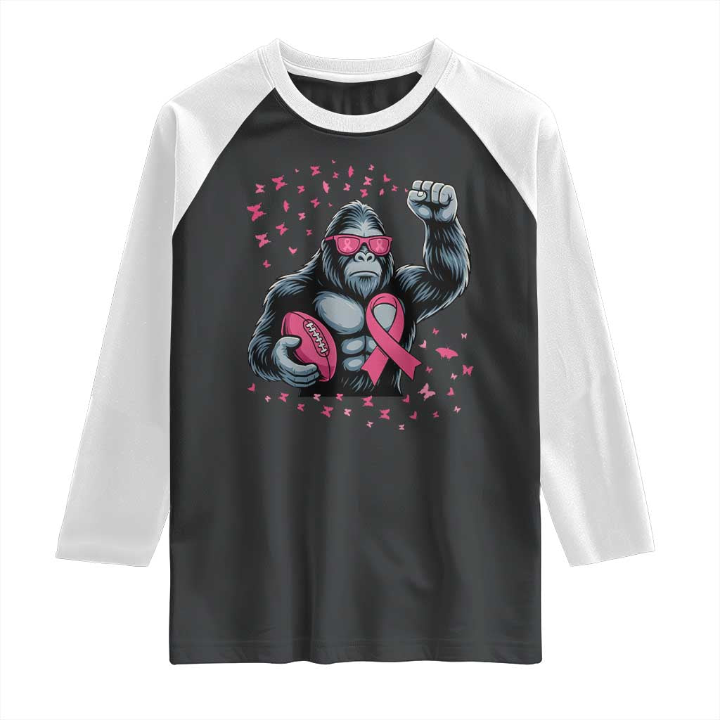 Funny Bigfoot Football Raglan Shirt Breast Cancer Awareness Gift - Wonder Print Shop