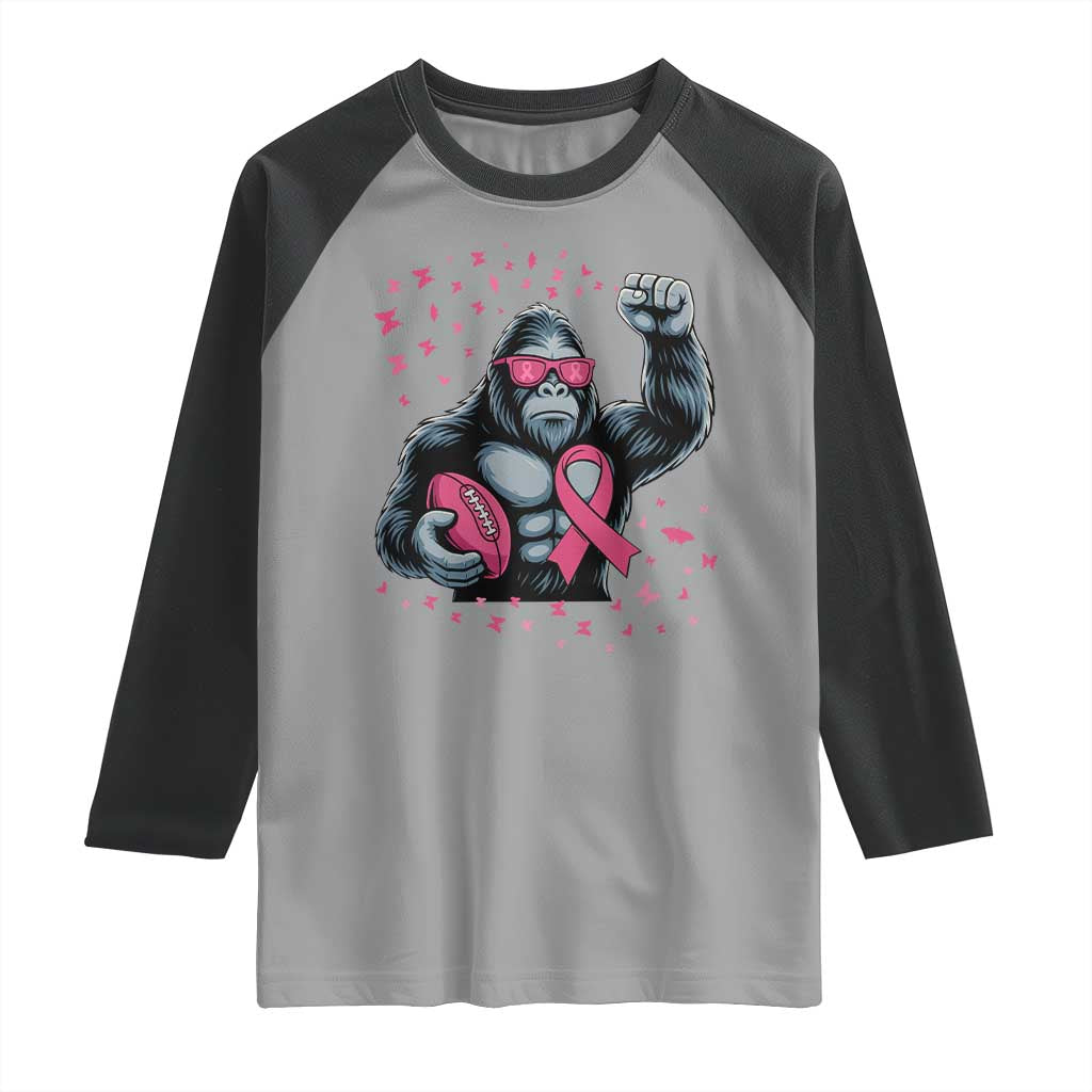 Funny Bigfoot Football Raglan Shirt Breast Cancer Awareness Gift - Wonder Print Shop