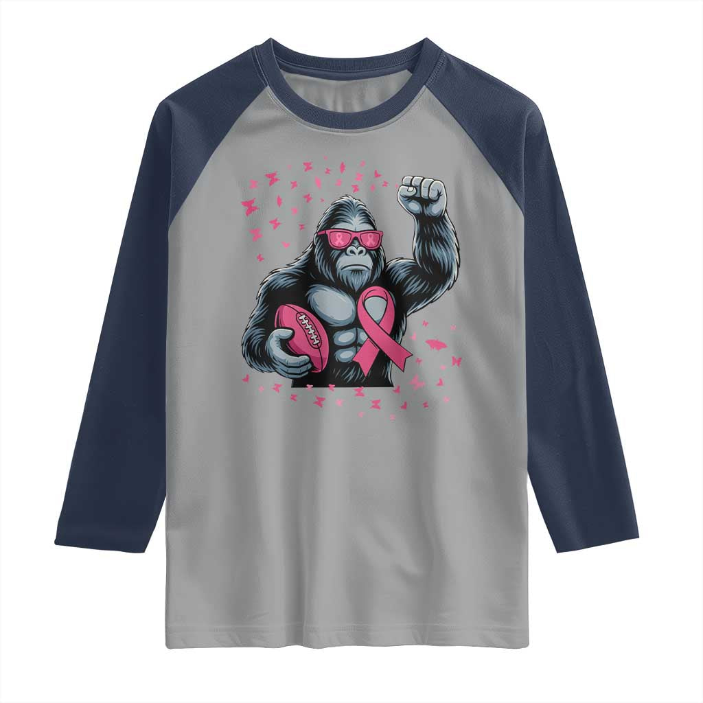 Funny Bigfoot Football Raglan Shirt Breast Cancer Awareness Gift - Wonder Print Shop