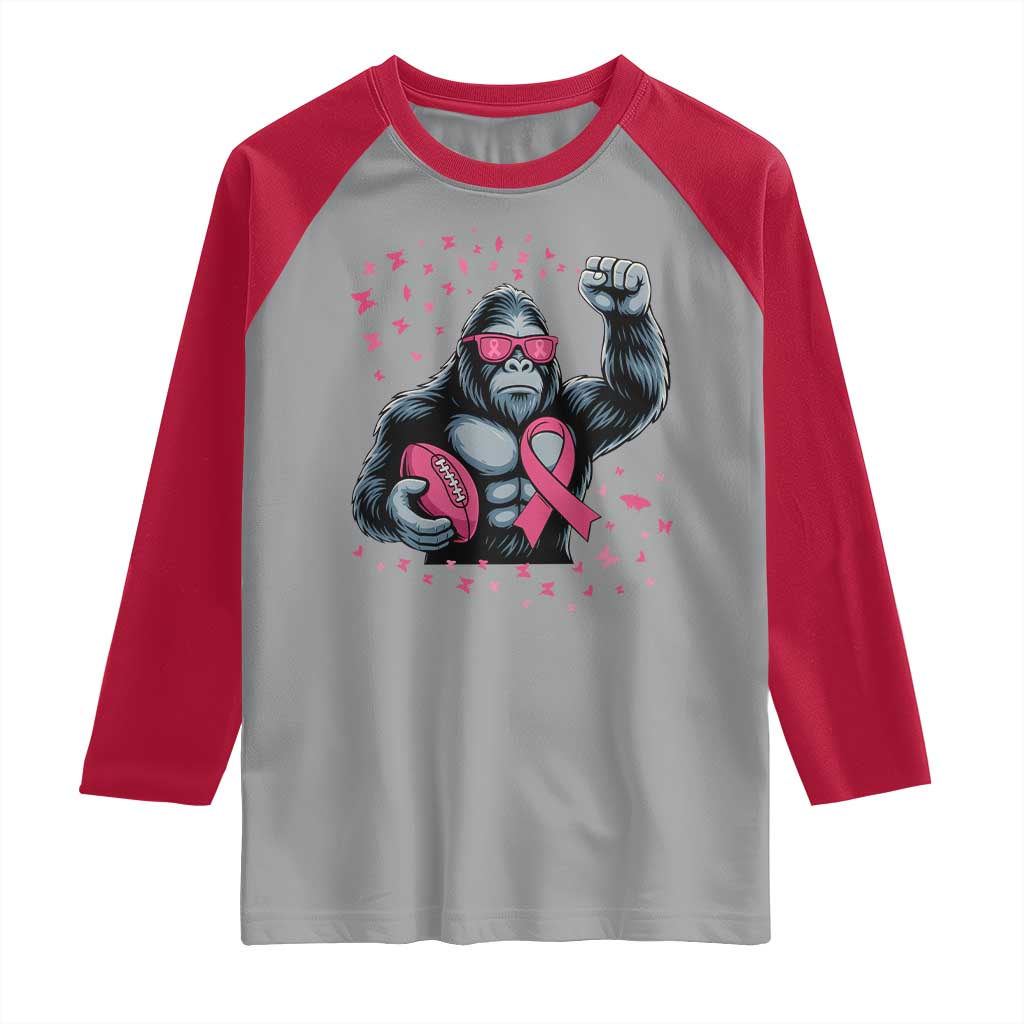Funny Bigfoot Football Raglan Shirt Breast Cancer Awareness Gift - Wonder Print Shop