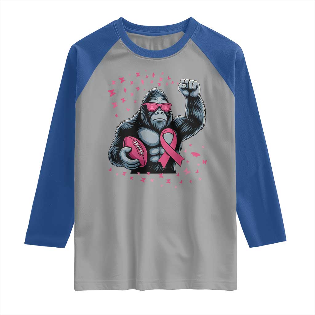 Funny Bigfoot Football Raglan Shirt Breast Cancer Awareness Gift - Wonder Print Shop