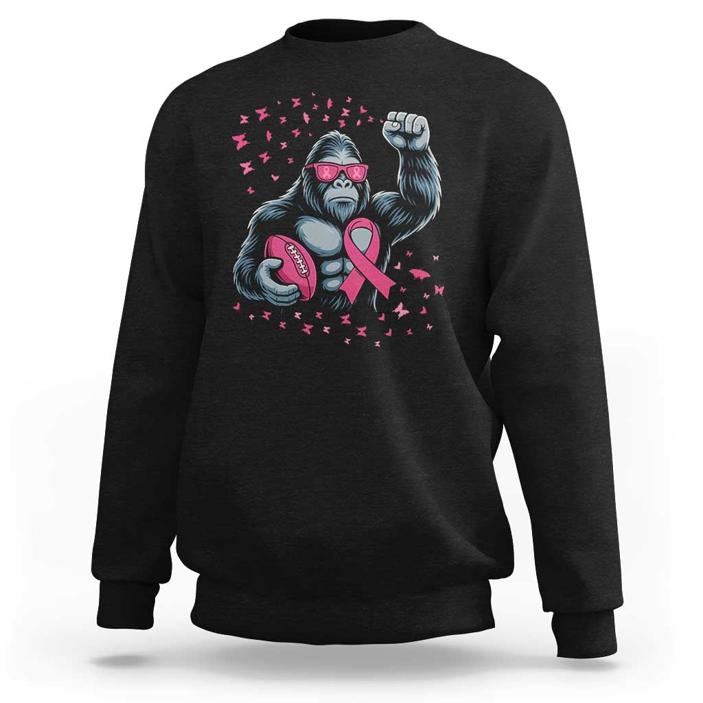 Funny Bigfoot Football Sweatshirt Breast Cancer Awareness Gift - Wonder Print Shop