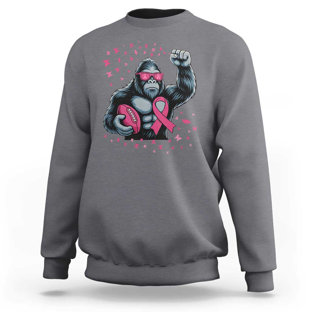 Funny Bigfoot Football Sweatshirt Breast Cancer Awareness Gift - Wonder Print Shop