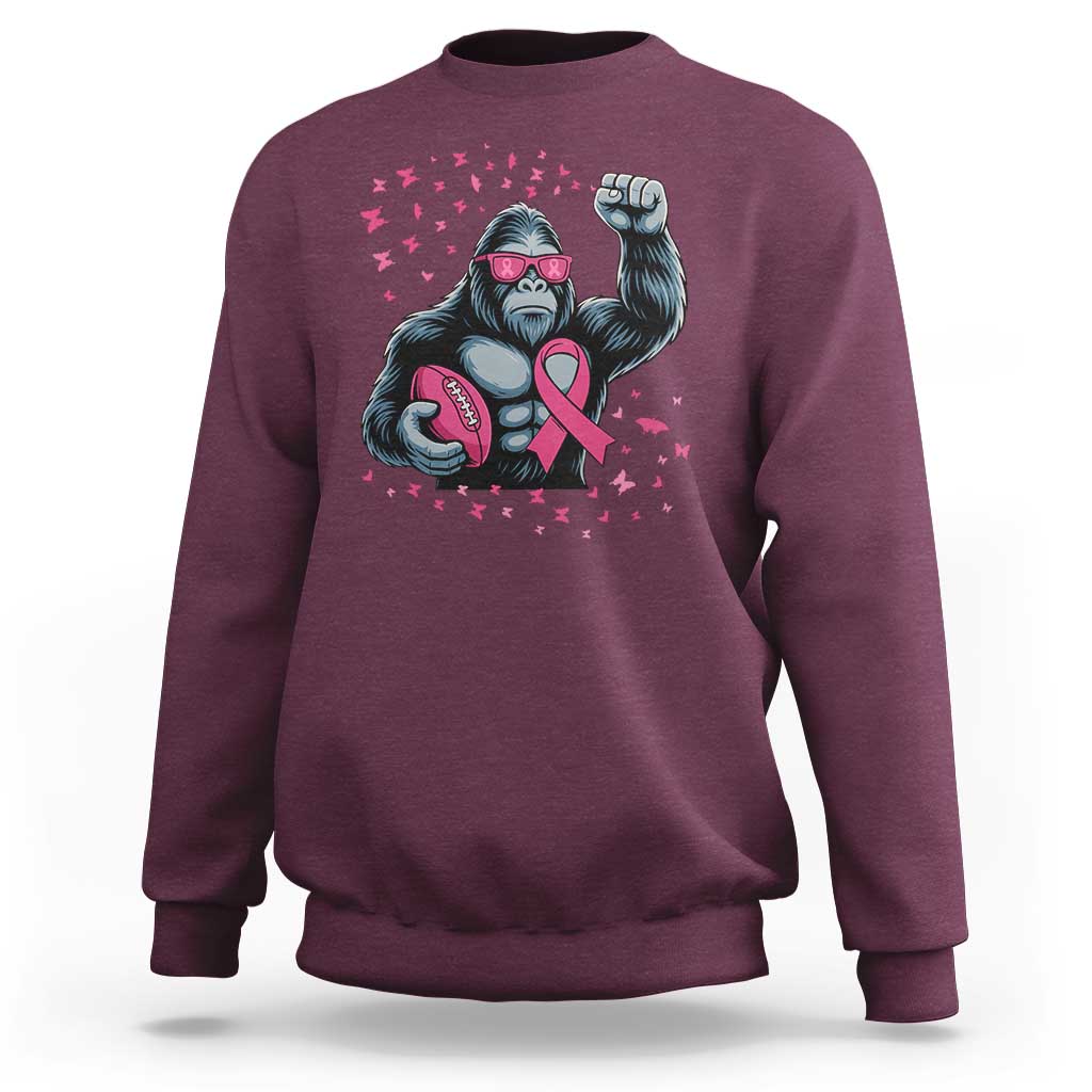 Funny Bigfoot Football Sweatshirt Breast Cancer Awareness Gift - Wonder Print Shop