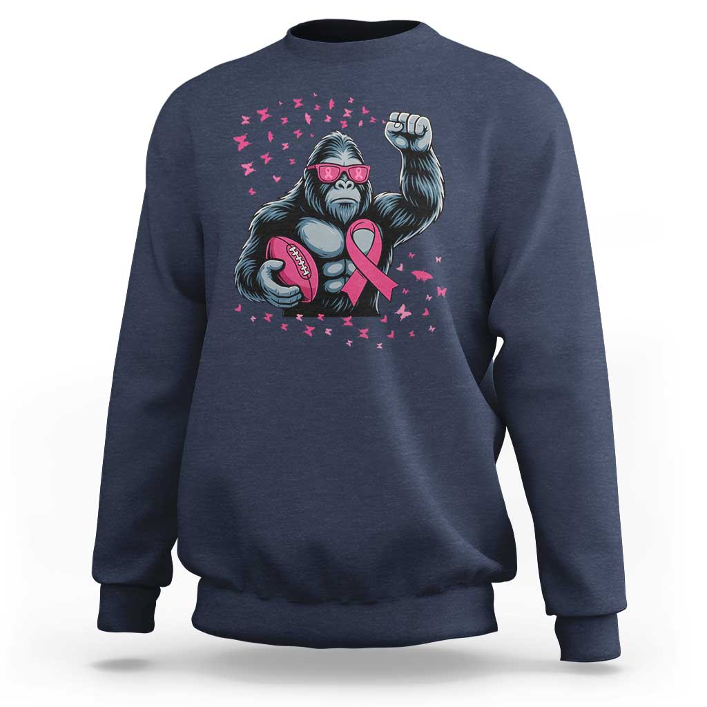 Funny Bigfoot Football Sweatshirt Breast Cancer Awareness Gift - Wonder Print Shop