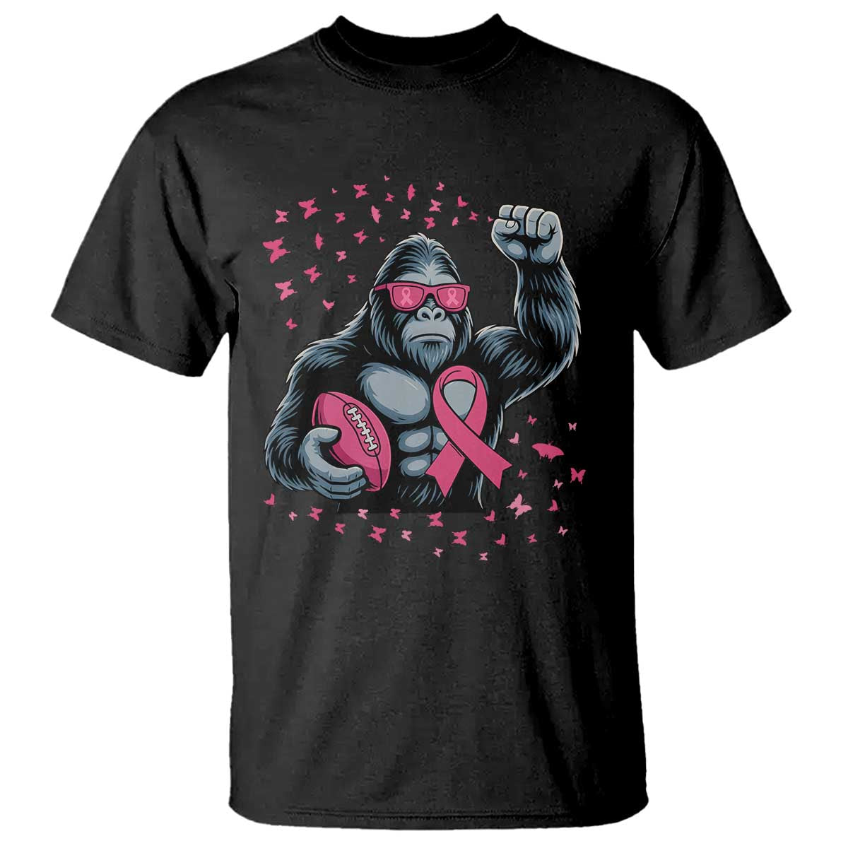 Funny Bigfoot Football T Shirt Breast Cancer Awareness Gift - Wonder Print Shop