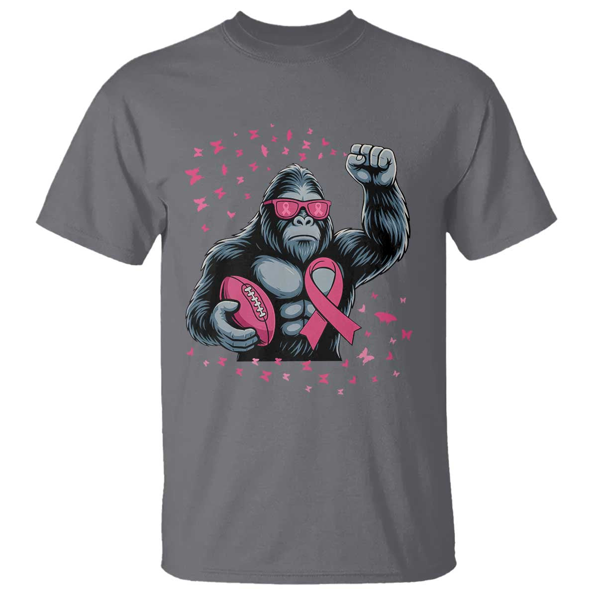 Funny Bigfoot Football T Shirt Breast Cancer Awareness Gift - Wonder Print Shop