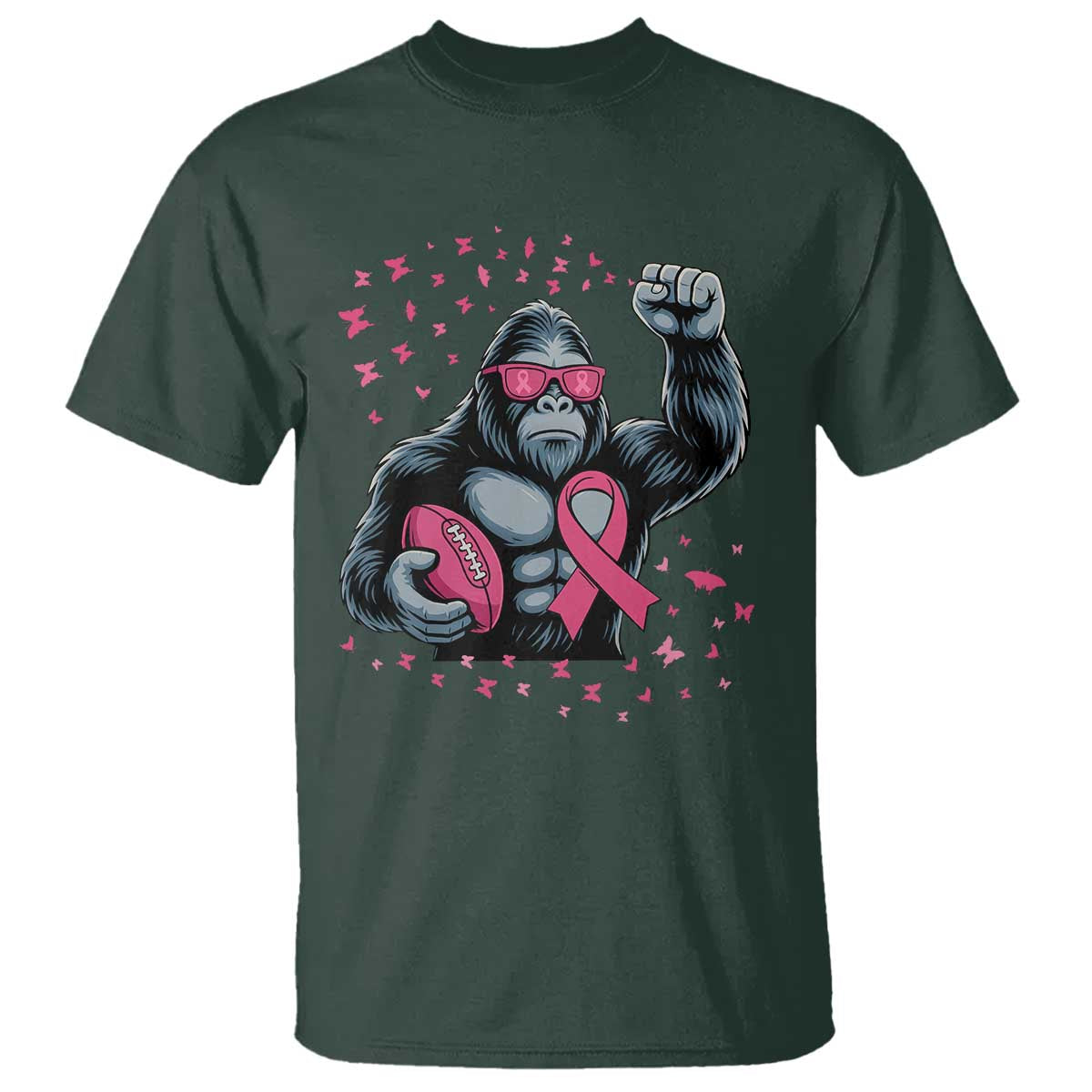 Funny Bigfoot Football T Shirt Breast Cancer Awareness Gift - Wonder Print Shop