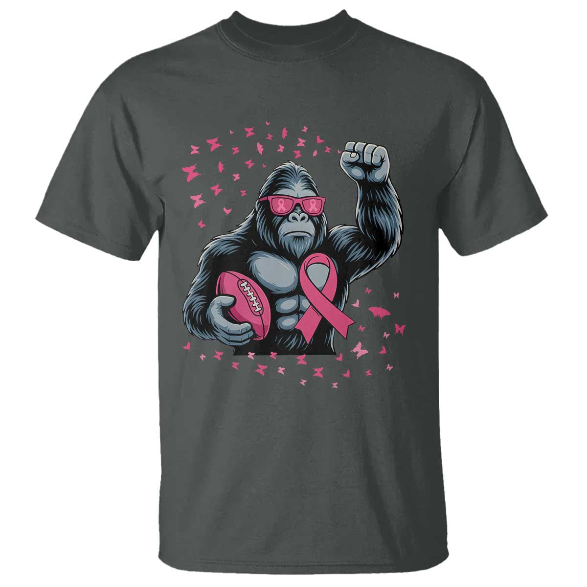 Funny Bigfoot Football T Shirt Breast Cancer Awareness Gift - Wonder Print Shop
