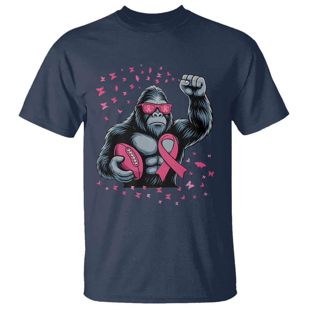 Funny Bigfoot Football T Shirt Breast Cancer Awareness Gift - Wonder Print Shop