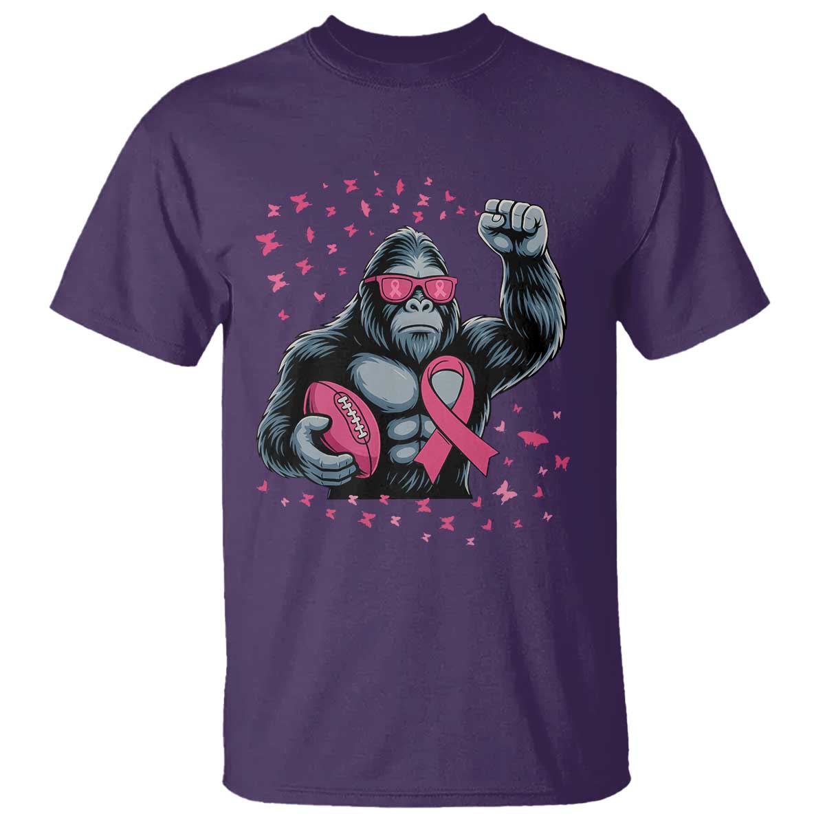 Funny Bigfoot Football T Shirt Breast Cancer Awareness Gift - Wonder Print Shop