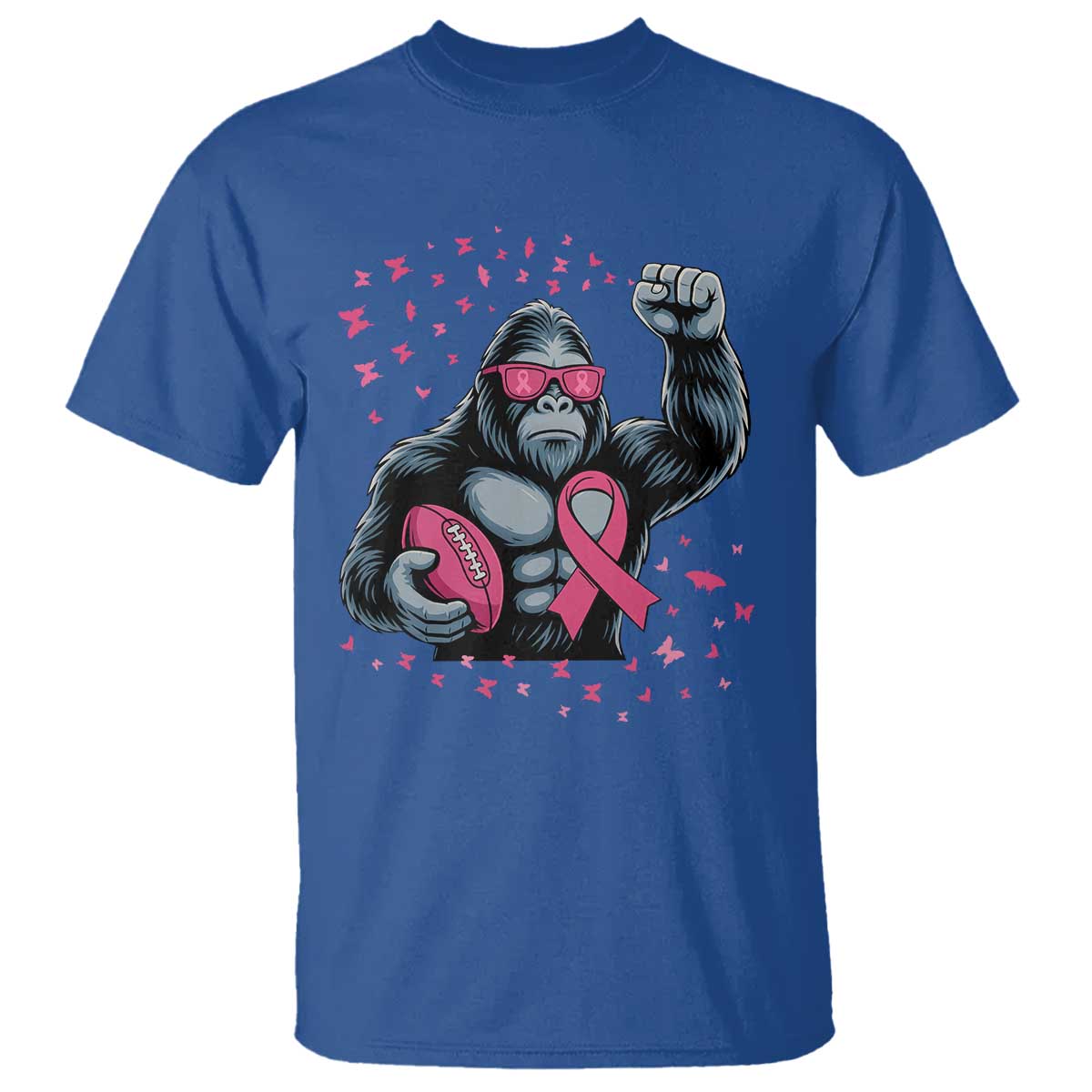 Funny Bigfoot Football T Shirt Breast Cancer Awareness Gift - Wonder Print Shop