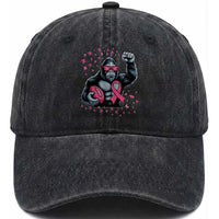 Funny Bigfoot Football Washed Cotton Baseball Cap Breast Cancer Awareness Gift