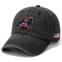Funny Bigfoot Football Washed Cotton Baseball Cap Breast Cancer Awareness Gift