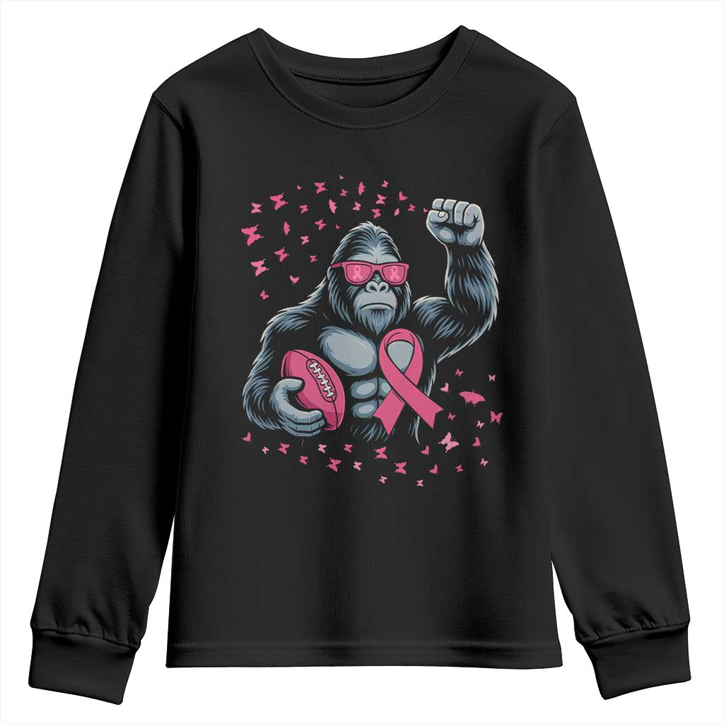 Funny Bigfoot Football Youth Sweatshirt Breast Cancer Awareness Gift - Wonder Print Shop