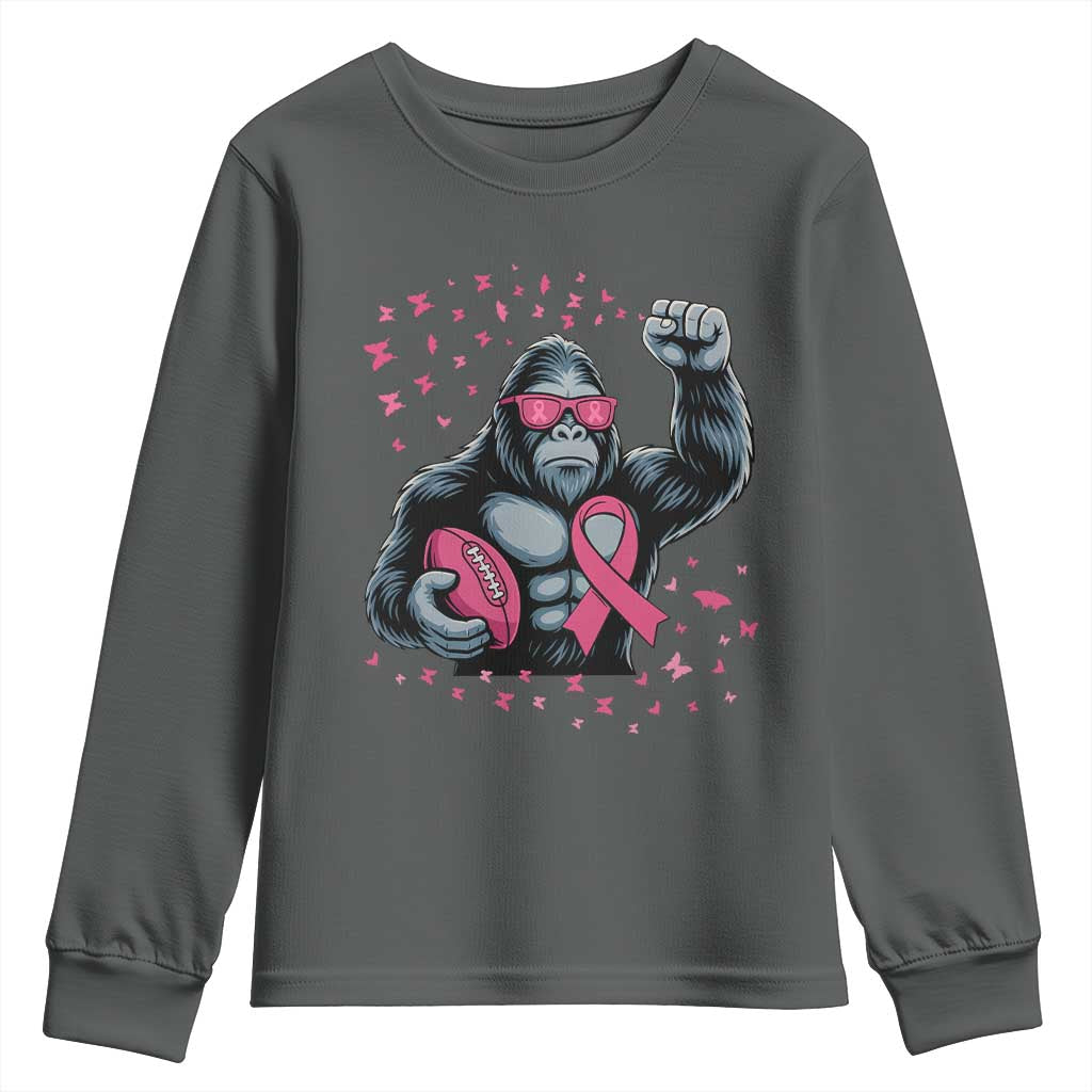 Funny Bigfoot Football Youth Sweatshirt Breast Cancer Awareness Gift - Wonder Print Shop