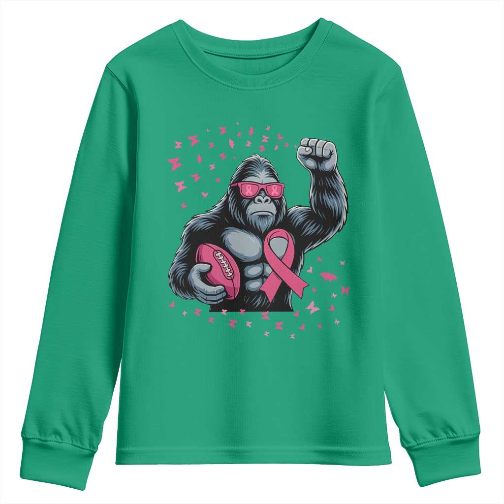 Funny Bigfoot Football Youth Sweatshirt Breast Cancer Awareness Gift - Wonder Print Shop