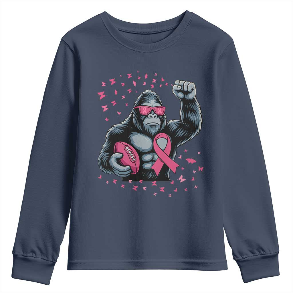 Funny Bigfoot Football Youth Sweatshirt Breast Cancer Awareness Gift - Wonder Print Shop