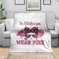 In October We Wear Pink Football Throw Blanket Funny Football Awareness Gift - Wonder Print Shop