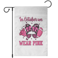 In October We Wear Pink Football Garden Flag Funny Football Awareness Gift - Wonder Print Shop