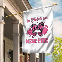 In October We Wear Pink Football Garden Flag Funny Football Awareness Gift - Wonder Print Shop