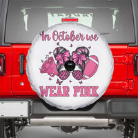 In October We Wear Pink Football Spare Tire Cover Funny Football Awareness Gift - Wonder Print Shop