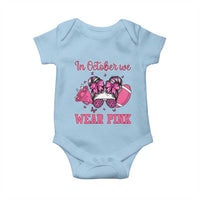 In October We Wear Pink Football Baby Onesie Funny Football Awareness Gift - Wonder Print Shop