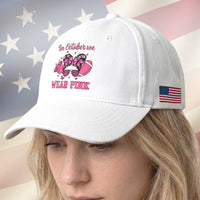 In October We Wear Pink Football Baseball Cap Funny Football Awareness Gift