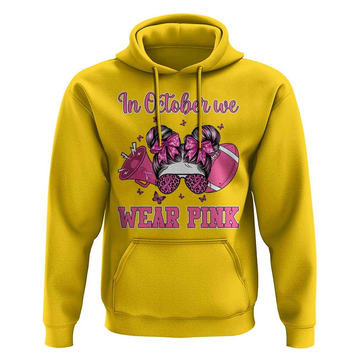 In October We Wear Pink Football Hoodie Funny Football Awareness Gift - Wonder Print Shop