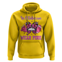 In October We Wear Pink Football Hoodie Funny Football Awareness Gift - Wonder Print Shop