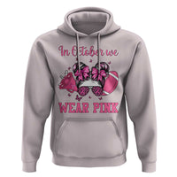 In October We Wear Pink Football Hoodie Funny Football Awareness Gift - Wonder Print Shop