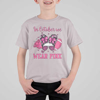 In October We Wear Pink Football T Shirt For Kid Funny Football Awareness Gift - Wonder Print Shop