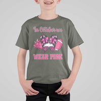 In October We Wear Pink Football T Shirt For Kid Funny Football Awareness Gift - Wonder Print Shop
