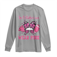 In October We Wear Pink Football Long Sleeve Shirt Funny Football Awareness Gift - Wonder Print Shop